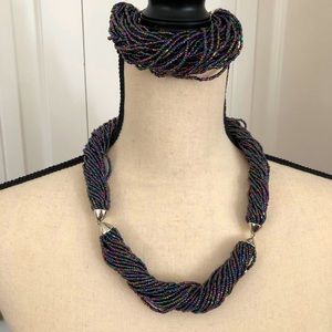 Crystal woven necklace and bracelet set